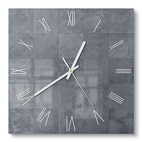 DEQORI Glasuhr | 30x30 cm | Motiv Natursteinfliesen | ausgefallene leise Design Uhr aus Glas | Wanduhr für Wohnzimmer & Küche | Moderne Hingucker Uhr für die Wand von DEQORI