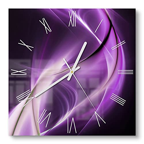 DEQORI Glasuhr | 30x30 cm | Motiv Ultraviolettes Lichtspiel | ausgefallene leise Design Uhr aus Glas | Wanduhr für Wohnzimmer & Küche | Moderne Hingucker Uhr für die Wand von DEQORI
