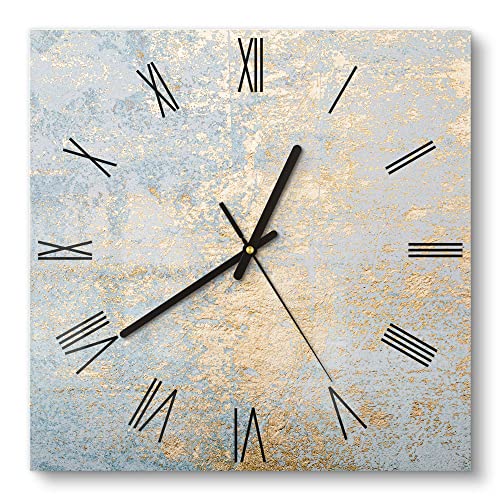 DEQORI Glasuhr | 30x30 cm | Motiv Wand mit Gold-Struktur | ausgefallene leise Design Uhr aus Glas | Wanduhr für Wohnzimmer & Küche | Moderne Hingucker Uhr für die Wand DEQORI Glasuhr | 30x30 cm | Motiv Wand mit Gold-Struktur | ausgefallene leise Design Uhr aus Glas | Wanduhr für Wohnzimmer & Küche | Moderne Hingucker Uhr für die Wand von DEQORI