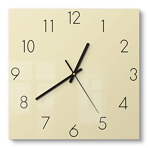 DEQORI Glasuhr | 30x30 cm | Unifarben - Beige | ausgefallene leise Design Uhr aus Glas | Wanduhr für Wohnzimmer & Küche | Moderne Hingucker Uhr für die Wand DEQORI Glasuhr | 30x30 cm | Unifarben - Beige | ausgefallene leise Design Uhr aus Glas | Wanduhr für Wohnzimmer & Küche | Moderne Hingucker Uhr für die Wand von DEQORI