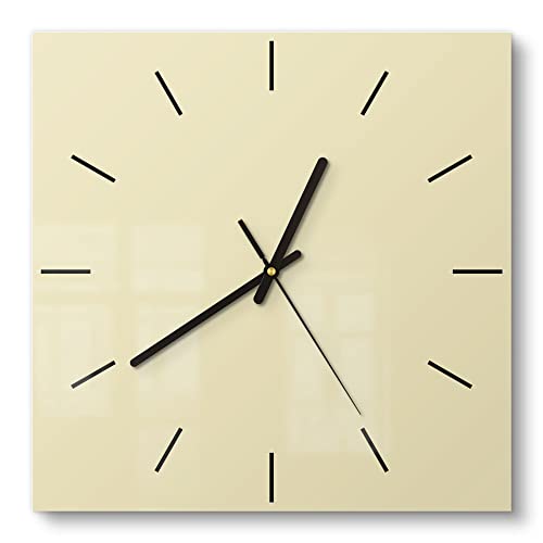 DEQORI Glasuhr | 30x30 cm | Unifarben - Beige | ausgefallene leise Design Uhr aus Glas | Wanduhr für Wohnzimmer & Küche | Moderne Hingucker Uhr für die Wand DEQORI Glasuhr | 30x30 cm | Unifarben - Beige | ausgefallene leise Design Uhr aus Glas | Wanduhr für Wohnzimmer & Küche | Moderne Hingucker Uhr für die Wand von DEQORI