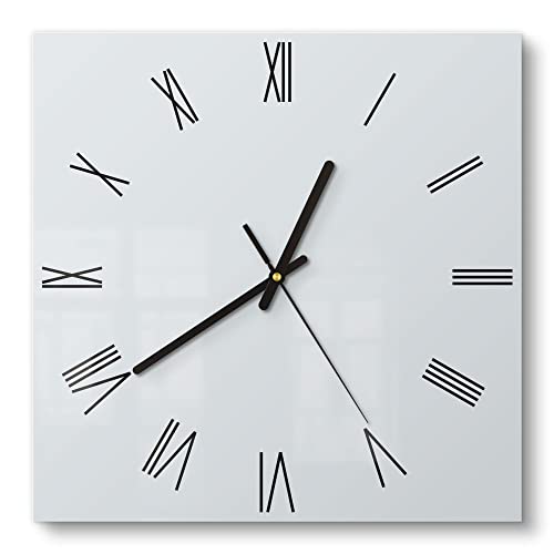 DEQORI Glasuhr | 30x30 cm | Unifarben - Hellgrau | ausgefallene leise Design Uhr aus Glas | Wanduhr für Wohnzimmer & Küche | Moderne Hingucker Uhr für die Wand von DEQORI