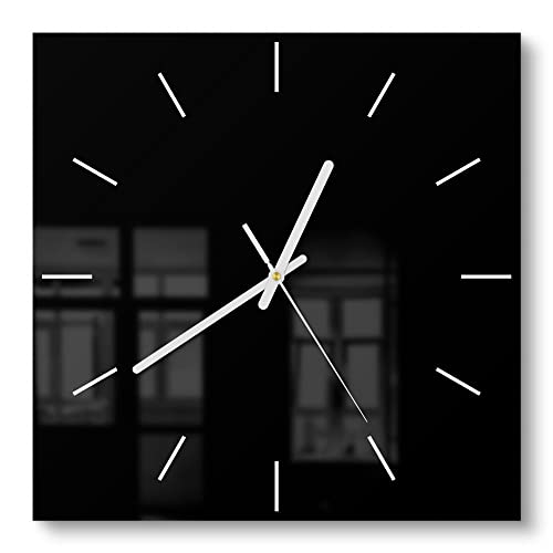 DEQORI Glasuhr | 30x30 cm | Unifarben - Schwarz | ausgefallene leise Design Uhr aus Glas | Wanduhr für Wohnzimmer & Küche | Moderne Hingucker Uhr für die Wand von DEQORI