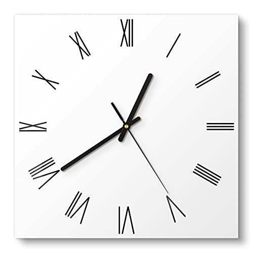 DEQORI Glasuhr | 30x30 cm | Unifarben - Weiß | ausgefallene leise Design Uhr aus Glas | Wanduhr für Wohnzimmer & Küche | Moderne Hingucker Uhr für die Wand von DEQORI