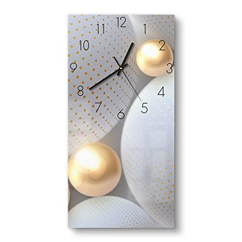 DEQORI Glasuhr | horizontal 30x60 cm | Motiv Angeordnete Kugeln | große XXL Design Uhr aus Glas | leise Wanduhr für Wohnzimmer & Küche | Moderne Hingucker Uhr für die Wand von DEQORI