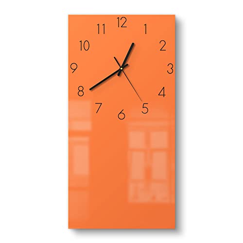 DEQORI Glasuhr | horizontal 30x60 cm | Unifarben - Orange | große XXL Design Uhr aus Glas | leise Wanduhr für Wohnzimmer & Küche | Moderne Hingucker Uhr für die Wand von DEQORI