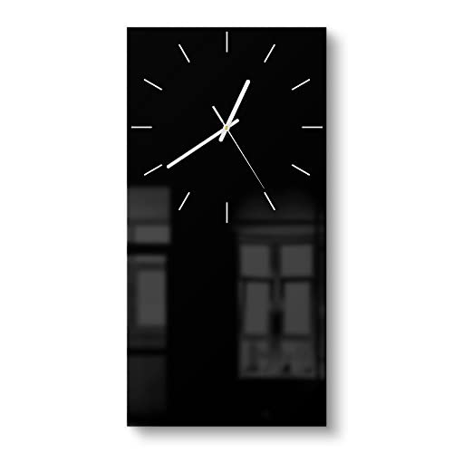 DEQORI Glasuhr | horizontal 30x60 cm | Unifarben - Schwarz | große XXL Design Uhr aus Glas | leise Wanduhr für Wohnzimmer & Küche | Moderne Hingucker Uhr für die Wand von DEQORI