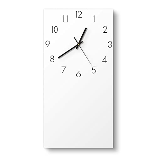 DEQORI Glasuhr | horizontal 30x60 cm | Unifarben - Weiß | große XXL Design Uhr aus Glas | leise Wanduhr für Wohnzimmer & Küche | Moderne Hingucker Uhr für die Wand von DEQORI