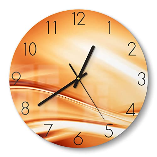 DEQORI Glasuhr | rund Ø 30 cm | Motiv Fließendes Farbspiel | ausgefallene leise Design Uhr aus Glas | Wanduhr für Wohnzimmer & Küche | Moderne Hingucker Uhr für die Wand von DEQORI
