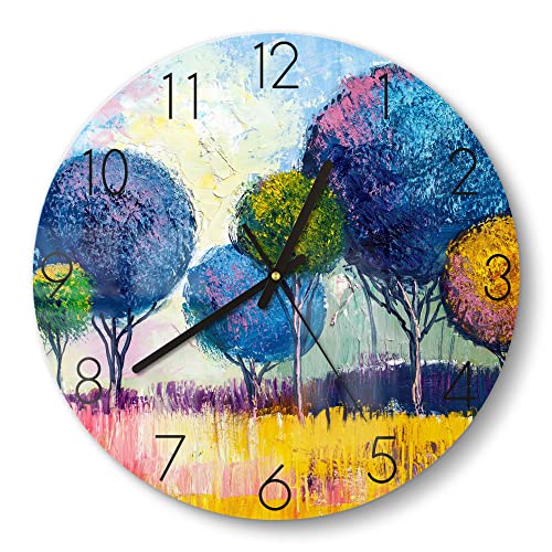 DEQORI Glasuhr | rund Ø 30 cm | Motiv Kugelförmige Bäume | ausgefallene leise Design Uhr aus Glas | Wanduhr für Wohnzimmer & Küche | Moderne Hingucker Uhr für die Wand DEQORI Glasuhr | rund Ø 30 cm | Motiv Kugelförmige Bäume | ausgefallene leise Design Uhr aus Glas | Wanduhr für Wohnzimmer & Küche | Moderne Hingucker Uhr für die Wand von DEQORI