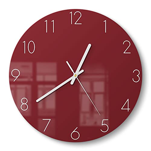 DEQORI Glasuhr | rund Ø 30 cm | Unifarben - Dunkelrot | ausgefallene leise Design Uhr aus Glas | Wanduhr für Wohnzimmer & Küche | Moderne Hingucker Uhr für die Wand DEQORI Glasuhr | rund Ø 30 cm | Unifarben - Dunkelrot | ausgefallene leise Design Uhr aus Glas | Wanduhr für Wohnzimmer & Küche | Moderne Hingucker Uhr für die Wand von DEQORI