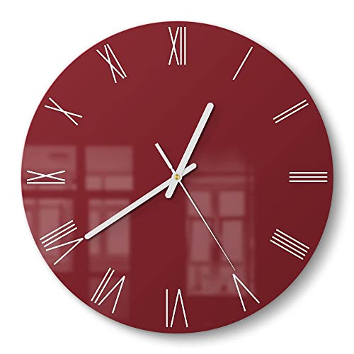 DEQORI Glasuhr | rund Ø 30 cm | Unifarben - Dunkelrot | ausgefallene leise Design Uhr aus Glas | Wanduhr für Wohnzimmer & Küche | Moderne Hingucker Uhr für die Wand DEQORI Glasuhr | rund Ø 30 cm | Unifarben - Dunkelrot | ausgefallene leise Design Uhr aus Glas | Wanduhr für Wohnzimmer & Küche | Moderne Hingucker Uhr für die Wand von DEQORI
