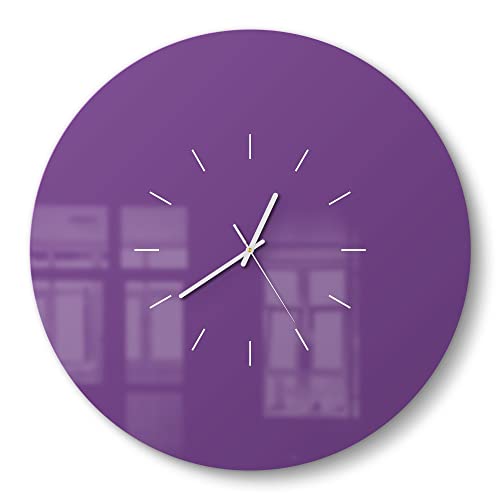 DEQORI Glasuhr | rund Ø 50 cm | Unifarben - Violett | große XXL Design Uhr aus Glas | leise Wanduhr für Wohnzimmer & Küche | Moderne Hingucker Uhr für die Wand DEQORI Glasuhr | rund Ø 50 cm | Unifarben - Violett | große XXL Design Uhr aus Glas | leise Wanduhr für Wohnzimmer & Küche | Moderne Hingucker Uhr für die Wand von DEQORI
