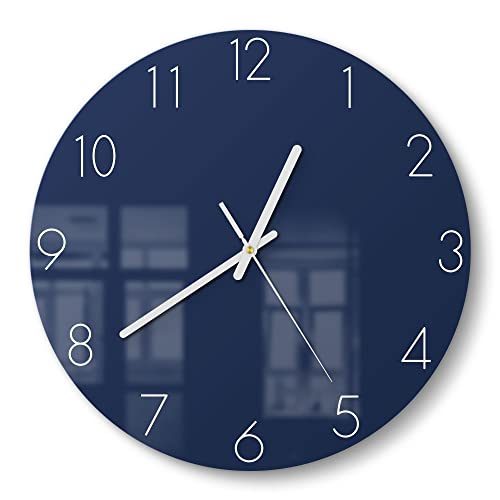 DEQORI Glasuhr | rund Ø 30 cm | Unifarben - Dunkelblau | ausgefallene leise Design Uhr aus Glas | Wanduhr für Wohnzimmer & Küche | Moderne Hingucker Uhr für die Wand DEQORI Glasuhr | rund Ø 30 cm | Unifarben - Dunkelblau | ausgefallene leise Design Uhr aus Glas | Wanduhr für Wohnzimmer & Küche | Moderne Hingucker Uhr für die Wand von DEQORI