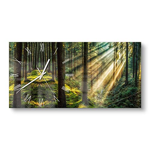 DEQORI Glasuhr | vertikal 60x30 cm | Motiv Licht durchbricht Bäume | große XXL Design Uhr aus Glas | leise Wanduhr für Wohnzimmer & Küche | Moderne Hingucker Uhr für die Wand DEQORI Glasuhr | vertikal 60x30 cm | Motiv Licht durchbricht Bäume | große XXL Design Uhr aus Glas | leise Wanduhr für Wohnzimmer & Küche | Moderne Hingucker Uhr für die Wand von DEQORI