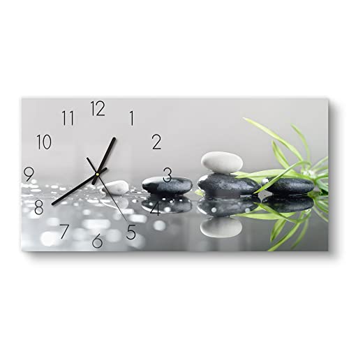 DEQORI Glasuhr | vertikal 60x30 cm | Motiv Naturstein Arrangement | große XXL Design Uhr aus Glas | leise Wanduhr für Wohnzimmer & Küche | Moderne Hingucker Uhr für die Wand von DEQORI