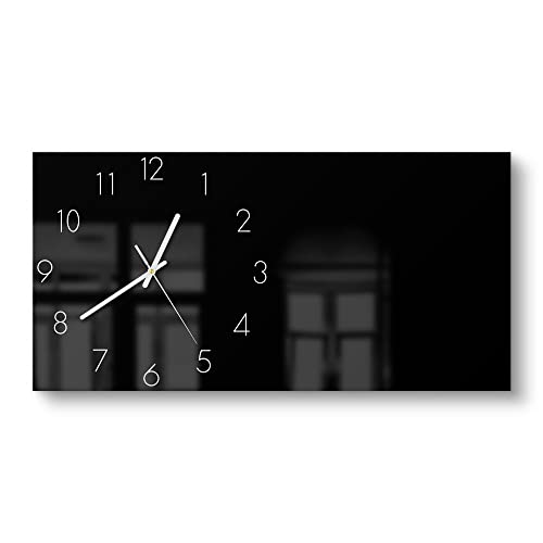 DEQORI Glasuhr | vertikal 60x30 cm | Unifarben - Schwarz | große XXL Design Uhr aus Glas | leise Wanduhr für Wohnzimmer & Küche | Moderne Hingucker Uhr für die Wand von DEQORI