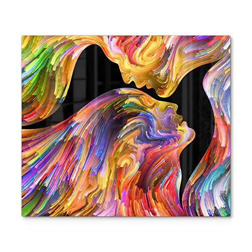 DEQORI Herdabdeckplatte Glas | einteilig 60x52 cm | Motiv "Aus Liebe wird Kunst" | Ceranfeld Abdeckplatte für Küche | Herd-Abdeckung universal | Glasplatte & Schneidebrett für Kochplatten von DEQORI