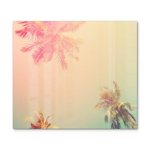 DEQORI Herdabdeckplatte Glas | einteilig 60x52 cm | Motiv "Tropische Pastelltöne" | Ceranfeld Abdeckplatte für Küche | Herd-Abdeckung universal | Glasplatte & Schneidebrett für Kochplatten von DEQORI
