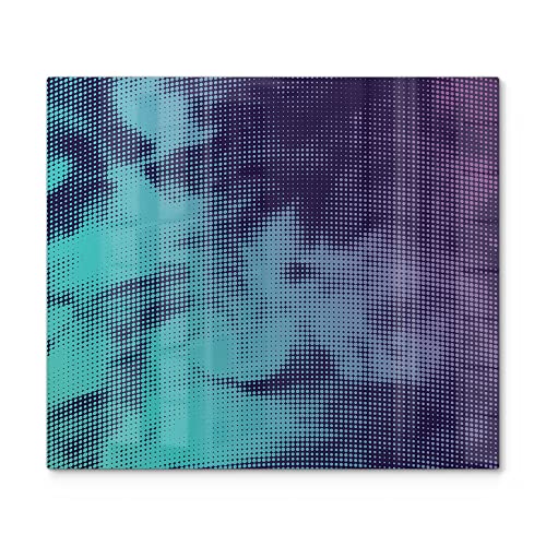 DEQORI Herdabdeckplatte Glas | einteilig 60x52 cm | Motiv "Türkis-pinker Farbdunst" | Ceranfeld Abdeckplatte für Küche | Herd-Abdeckung universal | Glasplatte & Schneidebrett für Kochplatten von DEQORI