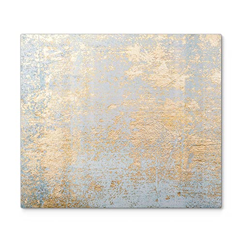 DEQORI Herdabdeckplatte Glas | einteilig 60x52 cm | Motiv "Wand mit Gold-Struktur" | Ceranfeld Abdeckplatte für Küche | Herd-Abdeckung universal | Glasplatte & Schneidebrett für Kochplatten von DEQORI