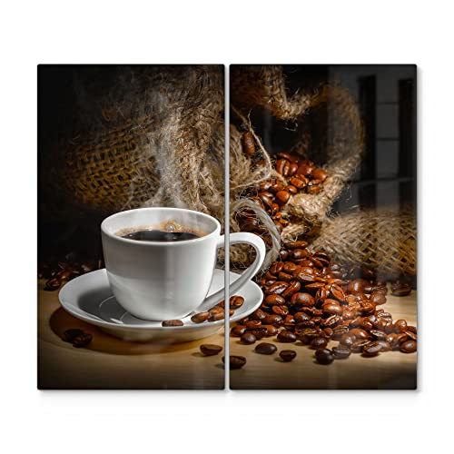 DEQORI Herdabdeckplatten Glas | 2er Set 60x52 cm | Motiv "Bildlicher Kaffeegenuss" | Ceranfeld Abdeckplatten in Küche | Herd-Abdeckungen universal | Glasplatten & Schneidebretter für Kochplatte von DEQORI