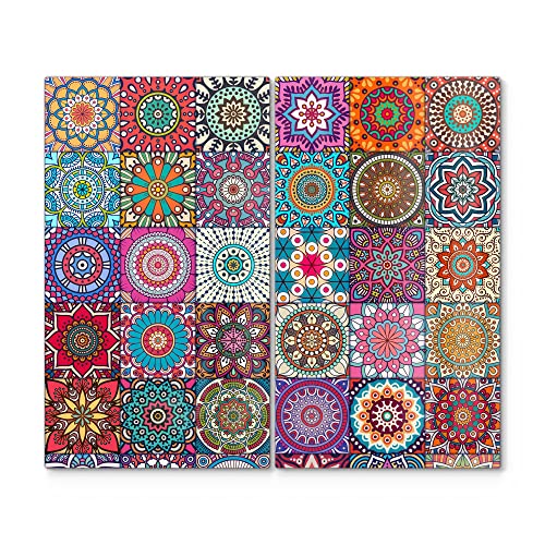 DEQORI Herdabdeckplatten Glas | 2er Set 60x52 cm | Motiv "Orientalische Muster" | Ceranfeld Abdeckplatten in Küche | Herd-Abdeckungen universal | Glasplatten & Schneidebretter für Kochplatte von DEQORI