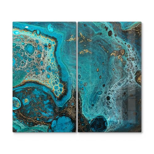 DEQORI Herdabdeckplatten Glas | 2er Set 60x52 cm | Motiv "Ozeanische Muster" | Ceranfeld Abdeckplatten in Küche | Herd-Abdeckungen universal | Glasplatten & Schneidebretter für Kochplatte DEQORI Herdabdeckplatten Glas | 2er Set 60x52 cm | Motiv "Ozeanische Muster" | Ceranfeld Abdeckplatten in Küche | Herd-Abdeckungen universal | Glasplatten & Schneidebretter für Kochplatte von DEQORI