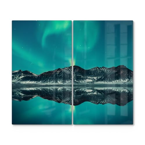 DEQORI Herdabdeckplatten Glas | 2er Set 60x52 cm | Motiv "Polarlichtzauber" | Ceranfeld Abdeckplatten in Küche | Herd-Abdeckungen universal | Glasplatten & Schneidebretter für Kochplatte DEQORI Herdabdeckplatten Glas | 2er Set 60x52 cm | Motiv "Polarlichtzauber" | Ceranfeld Abdeckplatten in Küche | Herd-Abdeckungen universal | Glasplatten & Schneidebretter für Kochplatte von DEQORI