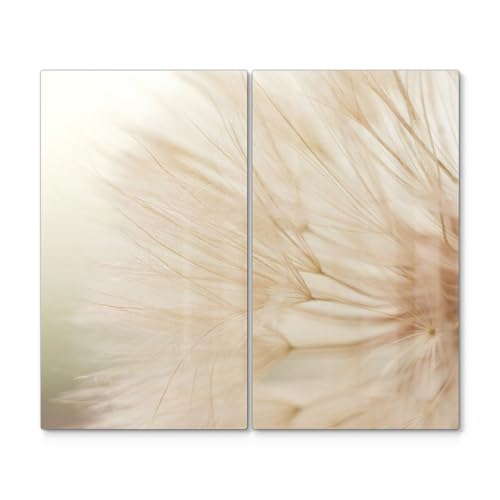 DEQORI Herdabdeckplatten Glas | 2er Set 60x52 cm | Motiv "Zarte Natur" | Ceranfeld Abdeckplatten in Küche | Herd-Abdeckungen universal | Glasplatten & Schneidebretter für Kochplatte von DEQORI