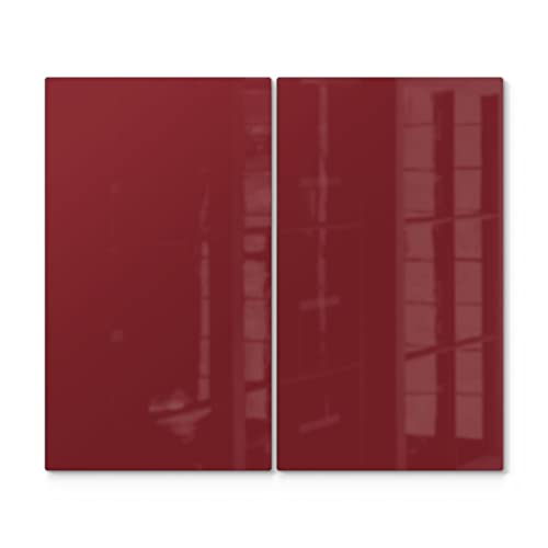 DEQORI Herdabdeckplatten Glas | 2er Set 60x52 cm | Unifarben - Dunkelrot | Ceranfeld Abdeckplatten in Küche | Herd-Abdeckungen universal | Glasplatten & Schneidebretter für Kochplatte von DEQORI