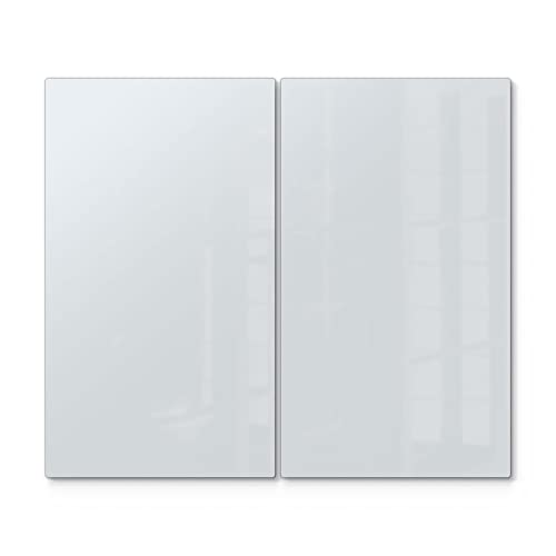 DEQORI Herdabdeckplatten Glas | 2er Set 60x52 cm | Unifarben - Hellgrau | Ceranfeld Abdeckplatten in Küche | Herd-Abdeckungen universal | Glasplatten & Schneidebretter für Kochplatte von DEQORI