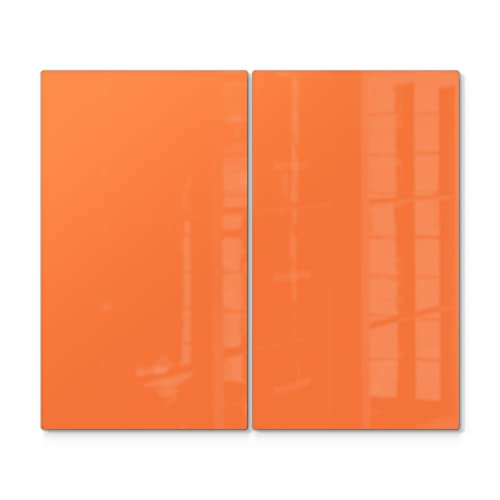 DEQORI Herdabdeckplatten Glas | 2er Set 60x52 cm | Unifarben - Orange | Ceranfeld Abdeckplatten in Küche | Herd-Abdeckungen universal | Glasplatten & Schneidebretter für Kochplatte von DEQORI