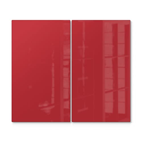 DEQORI Herdabdeckplatten Glas | 2er Set 60x52 cm | Unifarben - Rot | Ceranfeld Abdeckplatten in Küche | Herd-Abdeckungen universal | Glasplatten & Schneidebretter für Kochplatte von DEQORI