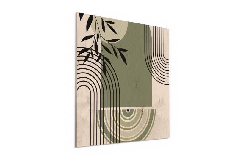 DEQORI Holzbild 'Blätter und Bögen', Bild auf Holz natürliches Wandbild Kunstdruck modern Wohnzimmer Design DEQORI Holzbild 'Blätter und Bögen', Bild auf Holz natürliches Wandbild Kunstdruck modern Wohnzimmer Design von DEQORI