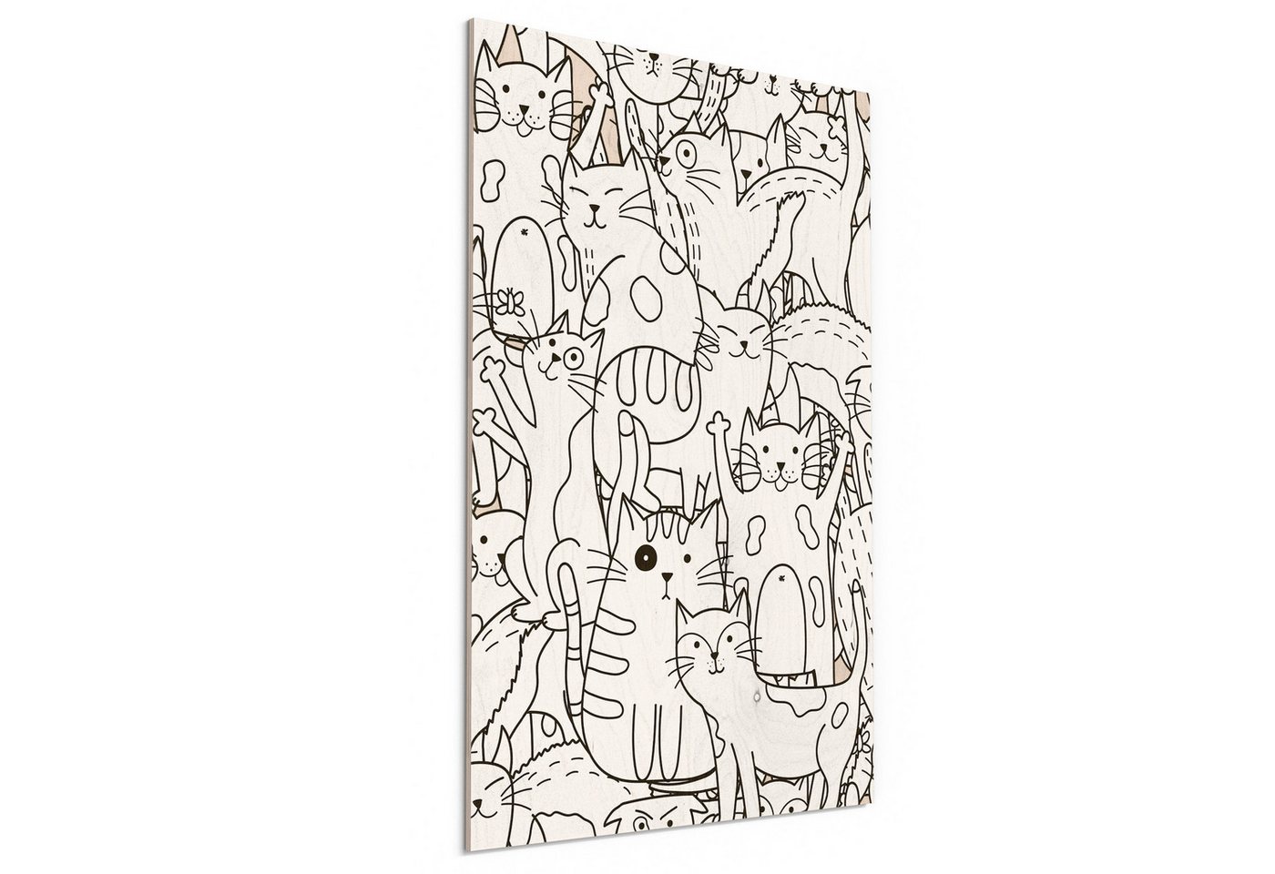 DEQORI Holzbild 'Comic-Katzen', Bild auf Holz natürliches Wandbild Kunstdruck modern Wohnzimmer Design DEQORI Holzbild 'Comic-Katzen', Bild auf Holz natürliches Wandbild Kunstdruck modern Wohnzimmer Design von DEQORI