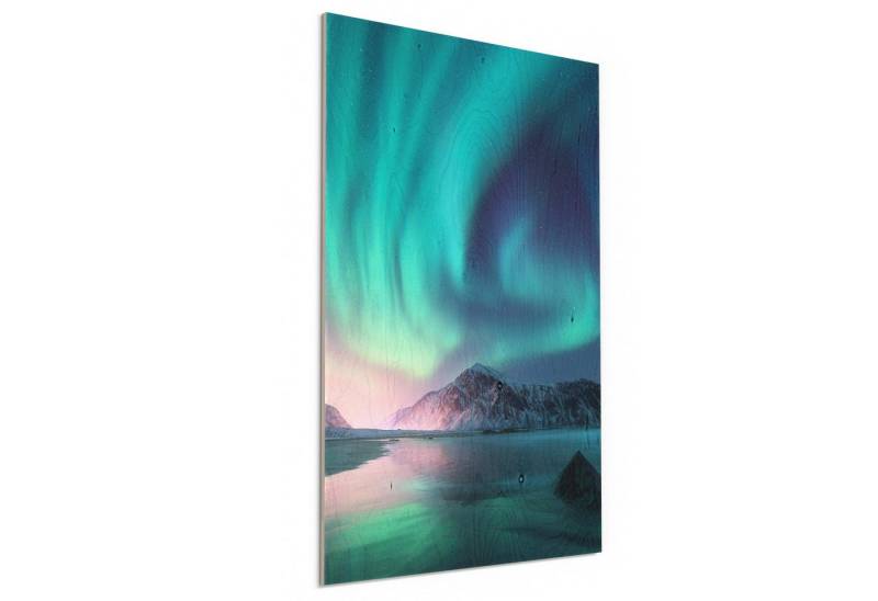 DEQORI Holzbild 'Das Nordlicht der Lofoten', Bild auf Holz natürliches Wandbild Kunstdruck modern Wohnzimmer Design DEQORI Holzbild 'Das Nordlicht der Lofoten', Bild auf Holz natürliches Wandbild Kunstdruck modern Wohnzimmer Design von DEQORI