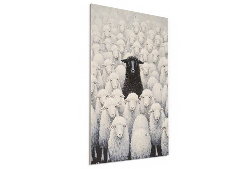 DEQORI Holzbild 'Das schwarze Schaf', Bild auf Holz natürliches Wandbild Kunstdruck modern Wohnzimmer Design DEQORI Holzbild 'Das schwarze Schaf', Bild auf Holz natürliches Wandbild Kunstdruck modern Wohnzimmer Design von DEQORI