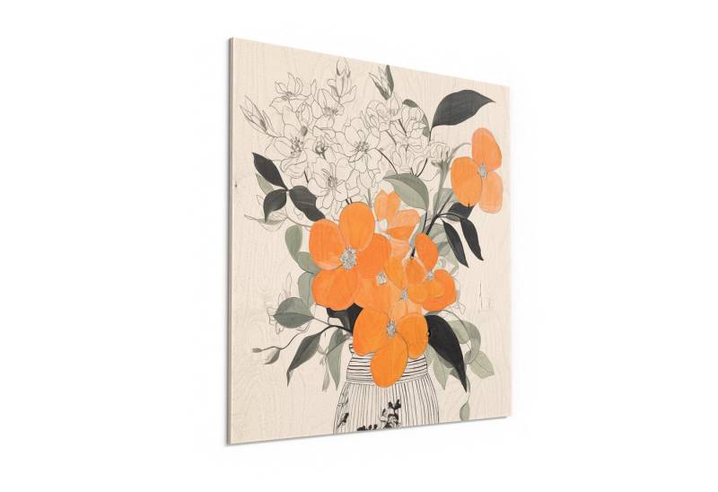 DEQORI Holzbild 'Die gezeichnete Vase', Bild auf Holz natürliches Wandbild Kunstdruck modern Wohnzimmer Design DEQORI Holzbild 'Die gezeichnete Vase', Bild auf Holz natürliches Wandbild Kunstdruck modern Wohnzimmer Design von DEQORI
