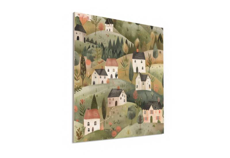 DEQORI Holzbild 'Dorfidylle im Herbstlicht', Bild auf Holz natürliches Wandbild Kunstdruck modern Wohnzimmer Design DEQORI Holzbild 'Dorfidylle im Herbstlicht', Bild auf Holz natürliches Wandbild Kunstdruck modern Wohnzimmer Design von DEQORI