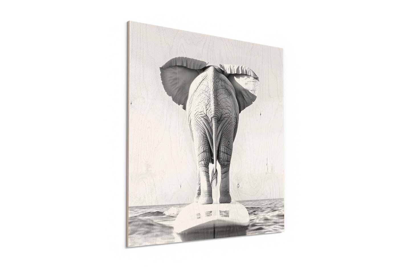 DEQORI Holzbild 'Elefant auf Kurs', Bild auf Holz natürliches Wandbild Kunstdruck modern Wohnzimmer Design DEQORI Holzbild 'Elefant auf Kurs', Bild auf Holz natürliches Wandbild Kunstdruck modern Wohnzimmer Design von DEQORI