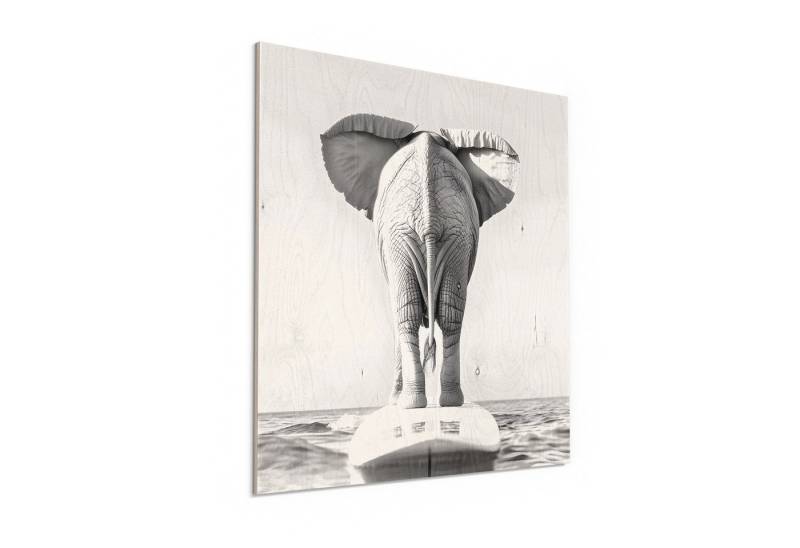 DEQORI Holzbild 'Elefant auf Kurs', Bild auf Holz natürliches Wandbild Kunstdruck modern Wohnzimmer Design DEQORI Holzbild 'Elefant auf Kurs', Bild auf Holz natürliches Wandbild Kunstdruck modern Wohnzimmer Design von DEQORI