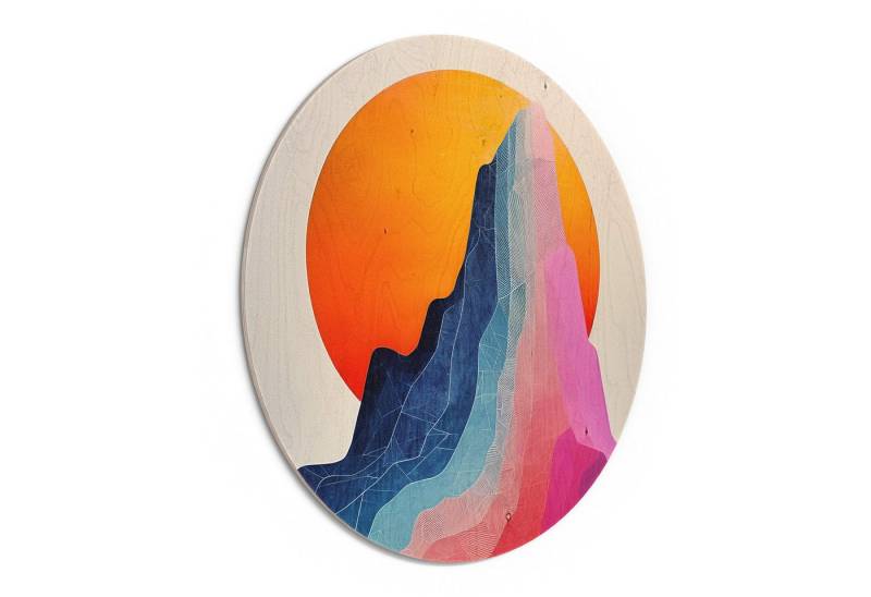 DEQORI Holzbild 'Farbschichten der Höhe', Bild auf Holz natürliches Wandbild Kunstdruck modern Wohnzimmer Design von DEQORI