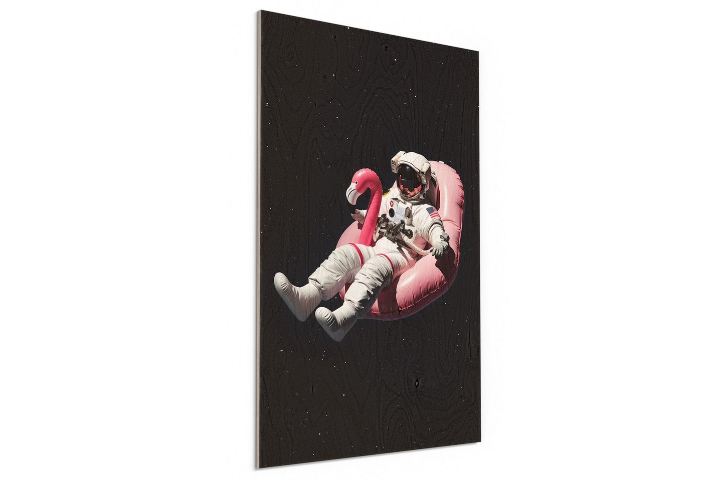 DEQORI Holzbild 'Flamingo im Orbit', Bild auf Holz natürliches Wandbild Kunstdruck modern Wohnzimmer Design DEQORI Holzbild 'Flamingo im Orbit', Bild auf Holz natürliches Wandbild Kunstdruck modern Wohnzimmer Design von DEQORI