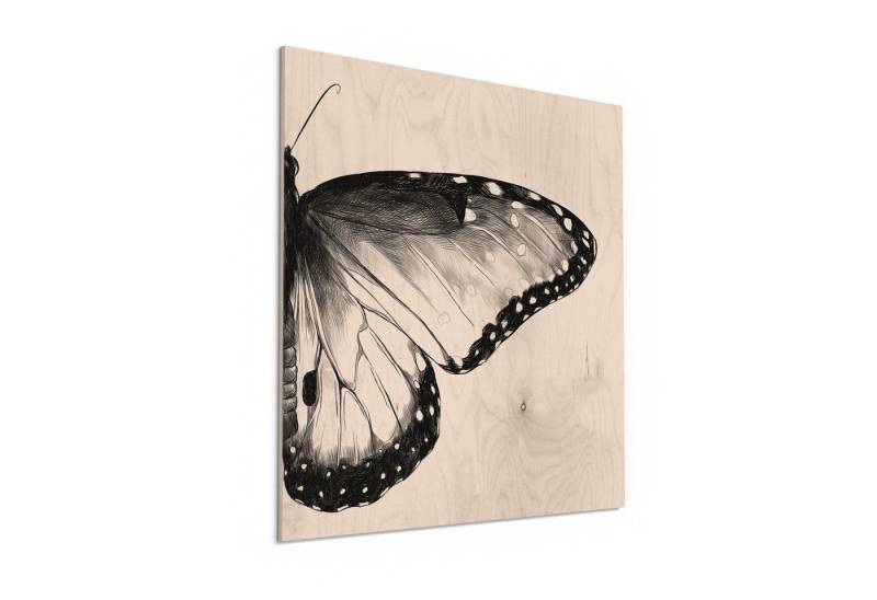 DEQORI Holzbild 'Flügel in Tinte', Bild auf Holz natürliches Wandbild Kunstdruck modern Wohnzimmer Design DEQORI Holzbild 'Flügel in Tinte', Bild auf Holz natürliches Wandbild Kunstdruck modern Wohnzimmer Design von DEQORI