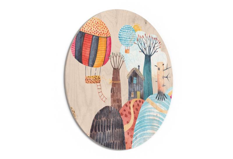 DEQORI Holzbild 'Illustration für Kinder', Bild auf Holz natürliches Wandbild Kunstdruck modern Wohnzimmer Design von DEQORI