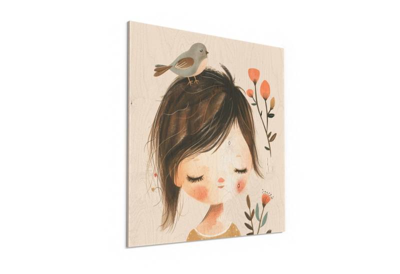 DEQORI Holzbild 'In Gedanken versunken', Bild auf Holz natürliches Wandbild Kunstdruck modern Wohnzimmer Design von DEQORI