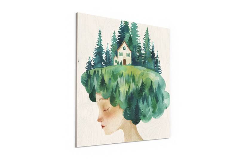 DEQORI Holzbild 'In mir wohnt der Wald', Bild auf Holz natürliches Wandbild Kunstdruck modern Wohnzimmer Design von DEQORI
