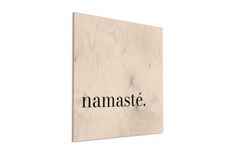 DEQORI Holzbild 'Namasté - Schriftzug', Bild auf Holz natürliches Wandbild Kunstdruck modern Wohnzimmer Design von DEQORI