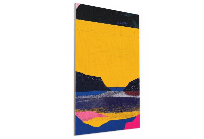 DEQORI Holzbild 'Neonbucht', Bild auf Holz natürliches Wandbild Kunstdruck modern Wohnzimmer Design DEQORI Holzbild 'Neonbucht', Bild auf Holz natürliches Wandbild Kunstdruck modern Wohnzimmer Design von DEQORI